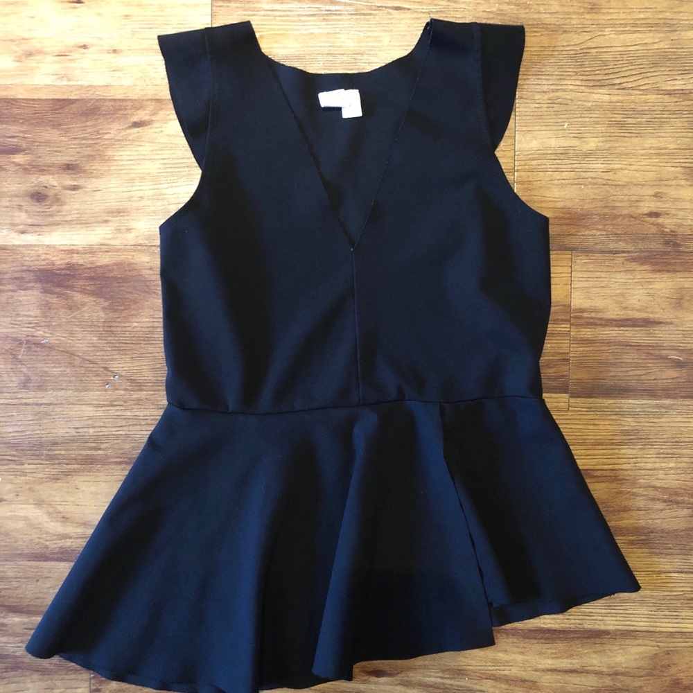 Asymmetrical black peplum blouse